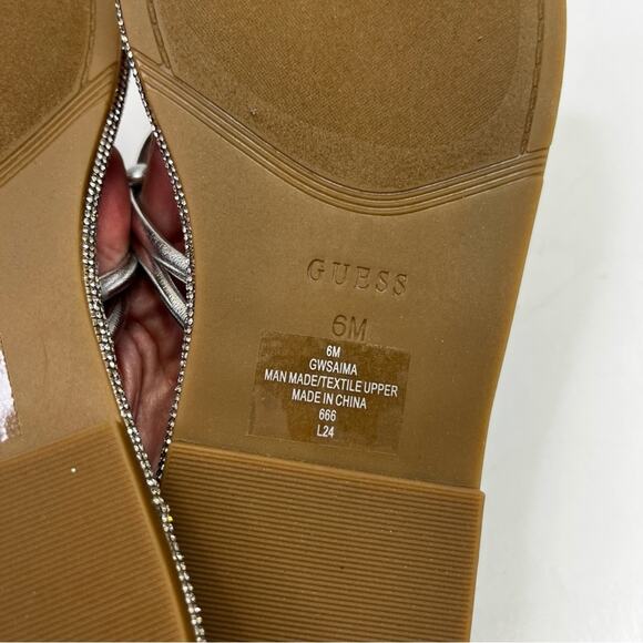 GUESS Saima G Cutout Rhinestone sandals silver metallic crystal rhinestone - 6 - Picture 10 of 12